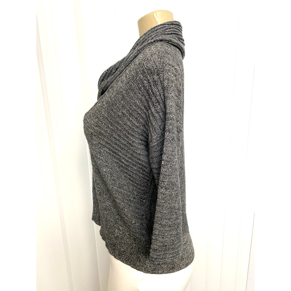 TSE Cowl Neck Top Sweater Cashmere Silk Gray Draped 3/4 Sleeve Knit Stretch XS - Picture 5 of 8